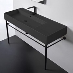 Black Modern Console Sink, 40 inch